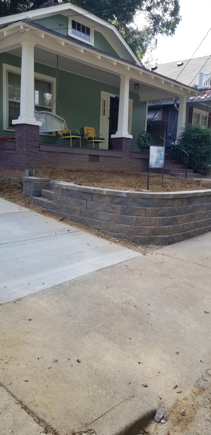 Engineered stone retaining wall project, Memphis area, TN